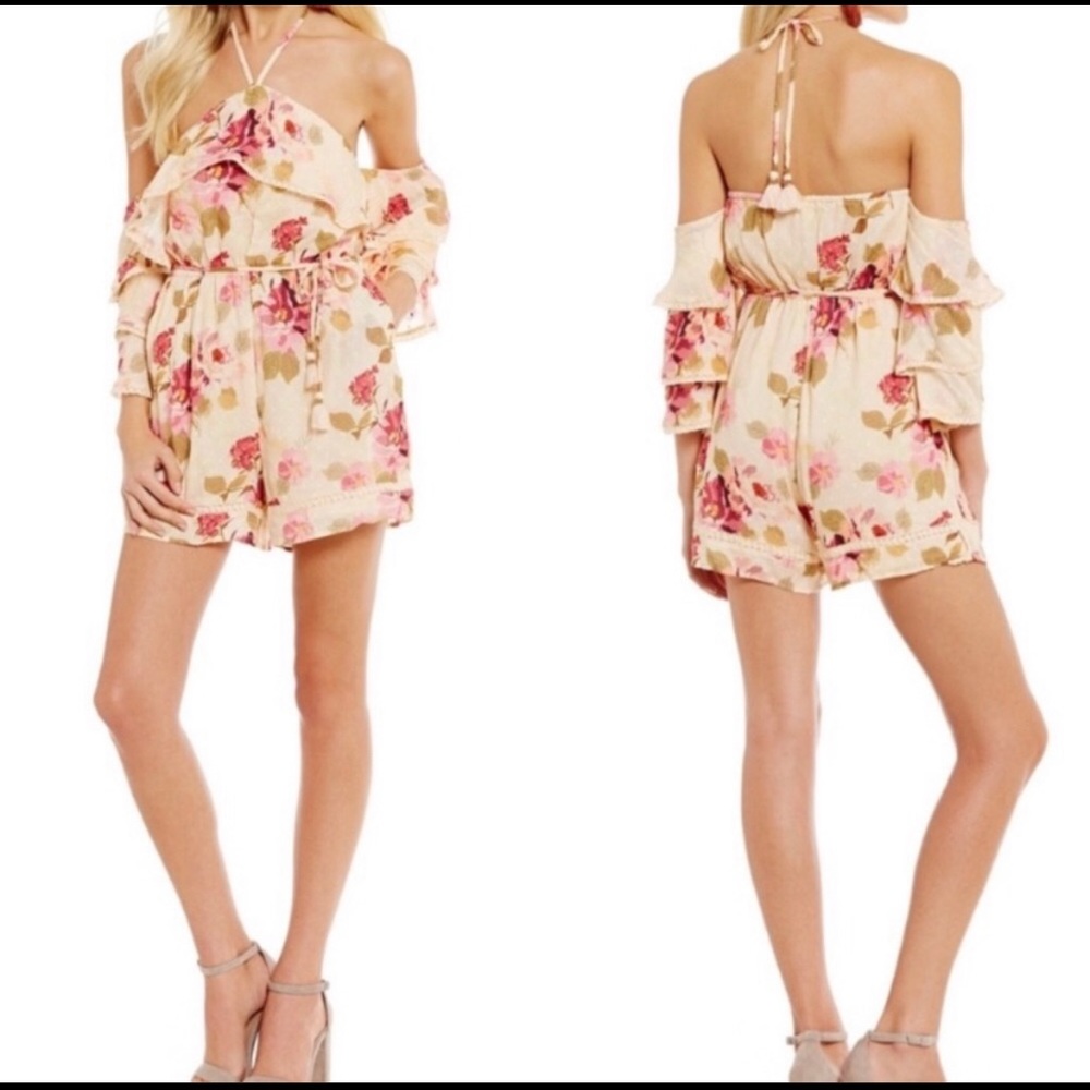 Boho Floral Halter Shorts Romper Chelsea & Violet